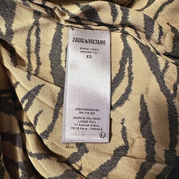 Zadig & Voltaire Rinka Tiger Print Long Sleeve Mini Dress, Size XS - Picture 10 of 12
